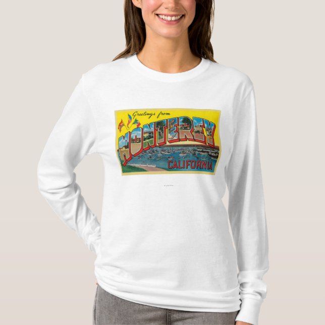 Monterey, California - Large Letter Scenes T-Shirt (Front)
