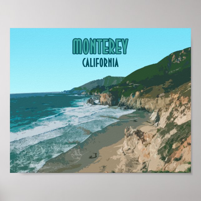 Monterey California Pacific Coast Highway Vintage Poster (Front)