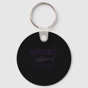 Monterey california shark vintage plum art fishing key ring