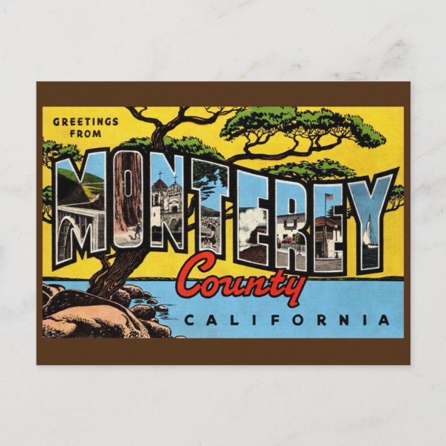 Monterey California Vintage Greeting Postcard (Front)
