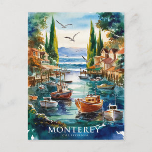 Monterey  California Watercolor Painting Postcard