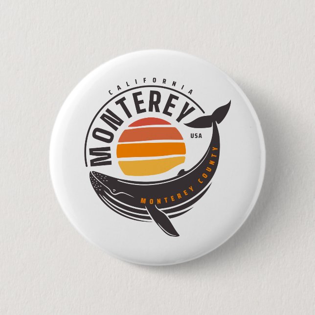 Monterey California Whale 6 Cm Round Badge (Front)