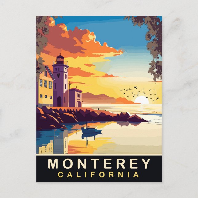 Monterey, Romantic Sunset, california, Travel Postcard (Front)