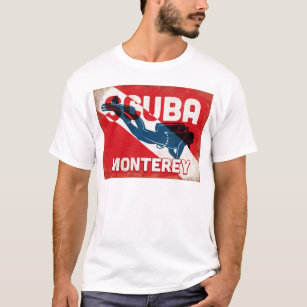 Monterey Scuba Diver - Blue Retro T-Shirt