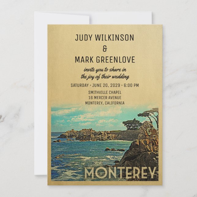 Monterey Wedding Invitation Vintage Mid-Century (Front)