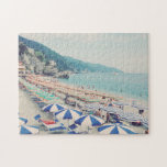Monterosso al Mare Cinque Terre Italy Beach Photo Jigsaw Puzzle<br><div class="desc">A photo of the gorgeous beach in Monterosso al Mare,  Cinque Terre,  Italy with the colourful umbrellas and turquoise blue waters.</div>