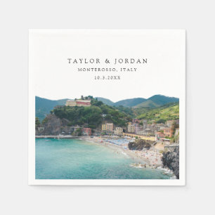 Monterosso Italy Wedding Paper Cocktail Napkin