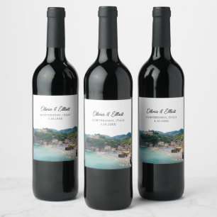 Monterosso Wedding Italy Favour Personalised Wine Label