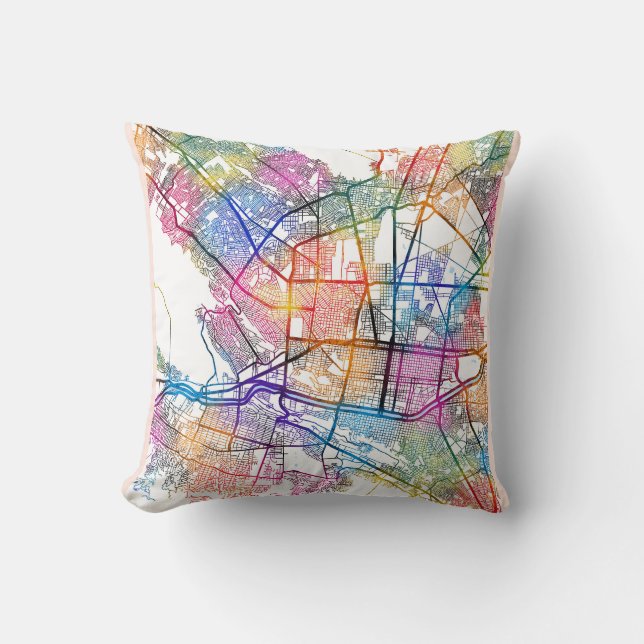 Monterrey Mexico City Map Cushion (Front)