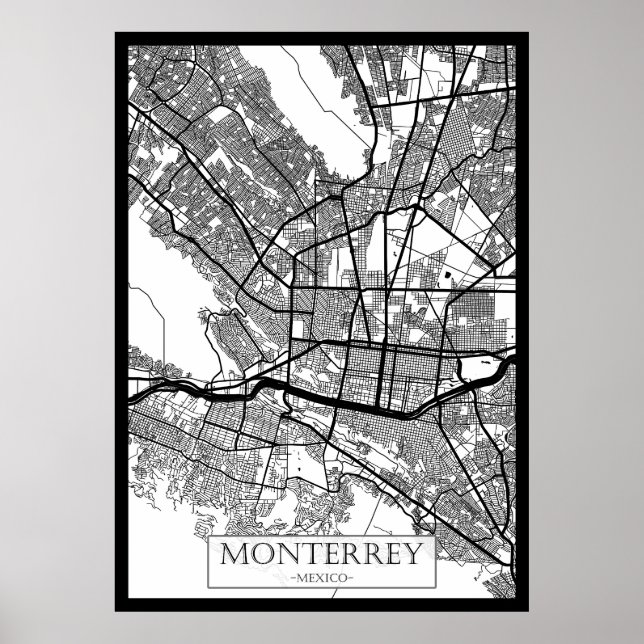 Monterrey Mexico City Map Poster (Front)
