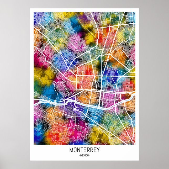 Monterrey Mexico City Map Poster (Front)