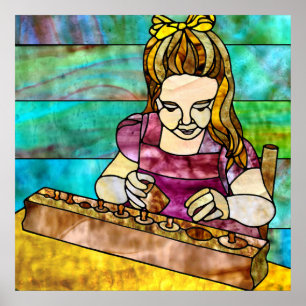 Montessori Child with Sensorial Cylinder Block Poster