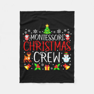 Montessori Christmas Crew Matching Xmas  Fleece Blanket