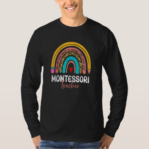 Montessori Teacher Leopard Rainbow Back To School  T-Shirt