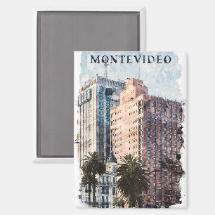 Montevideo Uruguay Vintage Travel Magnet