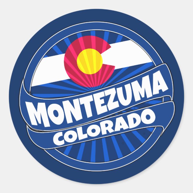 Montezuma Colorado flag burst stickers (Front)