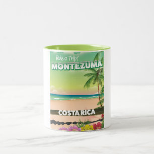 Montezuma Costa Rica beach travel poster Two-Tone Coffee Mug