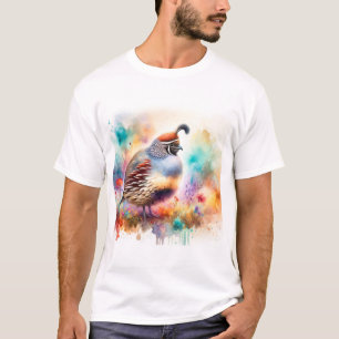 Montezuma Quail AREF755 - Watercolor T-Shirt