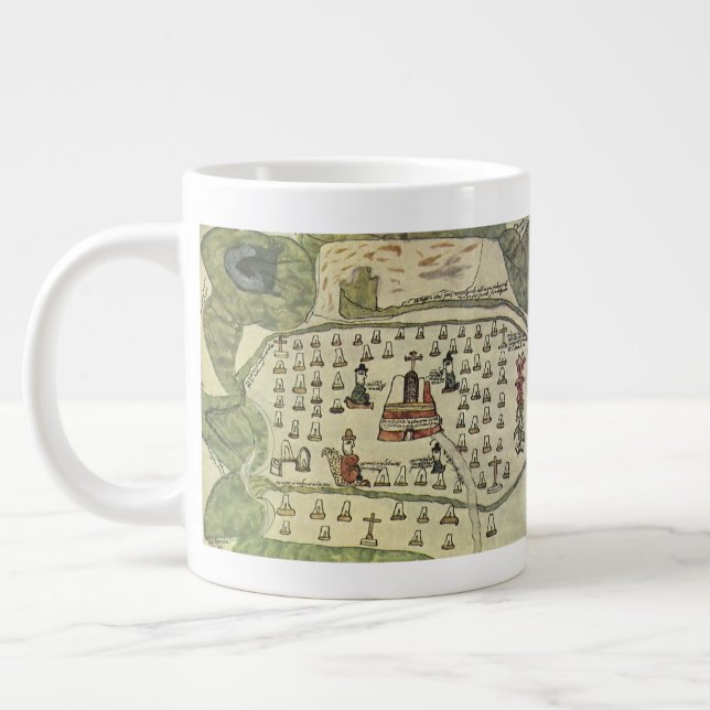 Montezuma's Aztec Empire, Antique World Map, 1577 Large Coffee Mug (Left)