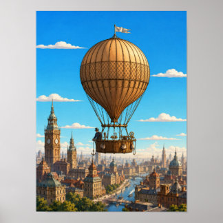 Montgolfier Scientific Balloon Over London Poster