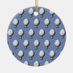 Montgolfier Vintage Hot Air Balloon Pattern Ceramic Tree Decoration