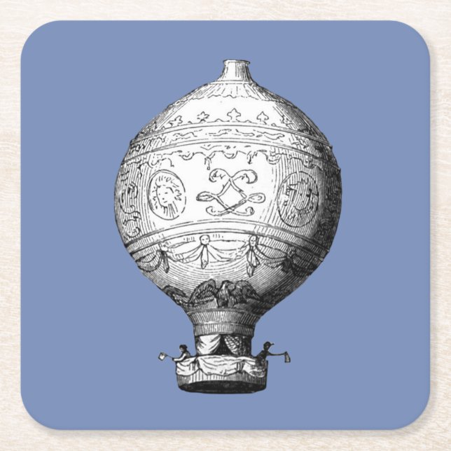 Montgolfier Vintage Hot Air Balloon Square Paper Coaster (Front)