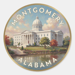 Montgomery Alabama Capitol Travel Classic Round Sticker