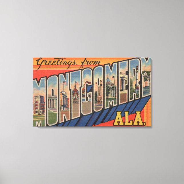 Montgomery, Alabama - Large Letter Scenes Canvas Print (Front)
