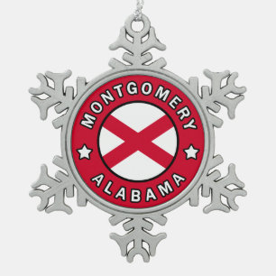 Montgomery Alabama Snowflake Pewter Christmas Ornament