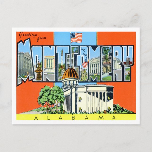Montgomery, Alabama Vintage Big Letters Postcard (Front)
