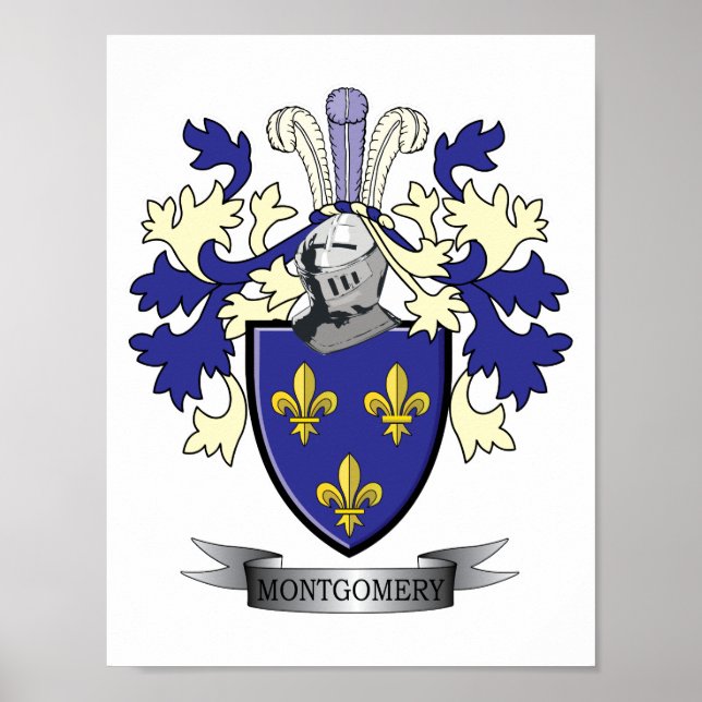 Montgomery Family Crest Coat of Arms Poster (Front)