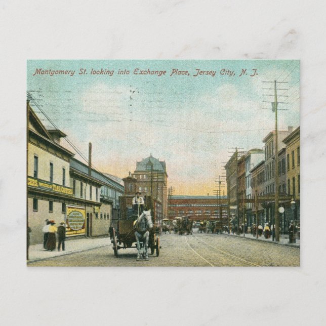 Montgomery St., Jersey City NJ 1908 Vintage Postcard (Front)