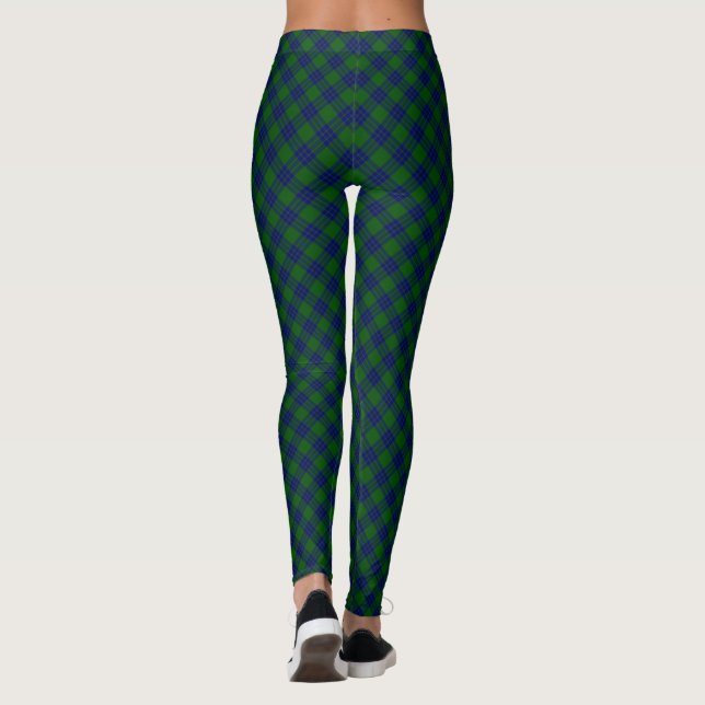 Montgomery tartan green blue plaid leggings (Back)