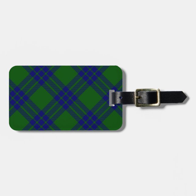 Montgomery tartan green blue plaid luggage tag (Front Horizontal)
