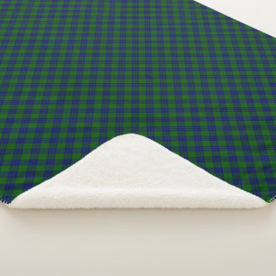 Montgomery tartan green blue plaid sherpa blanket