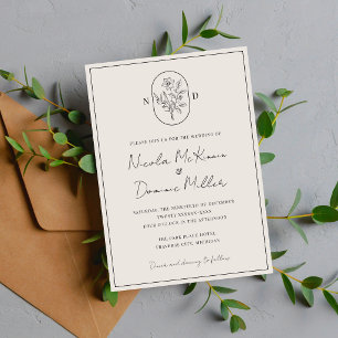 Month Flower December Fully Customise Wedding Invitation