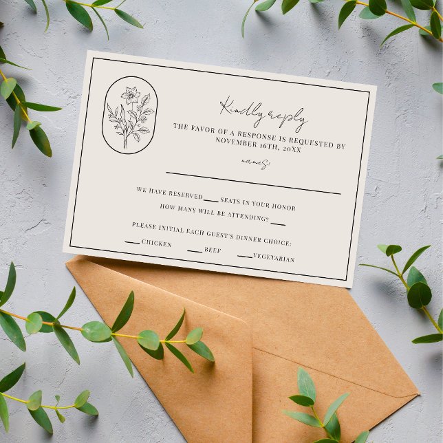 Month Flower | December | Fully Customise Wedding RSVP Card (Creator Uploaded)