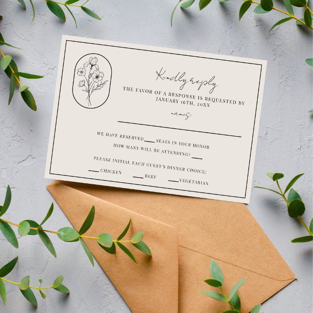 Month Flower | February | Fully Customise Wedding RSVP Card (Creator Uploaded)