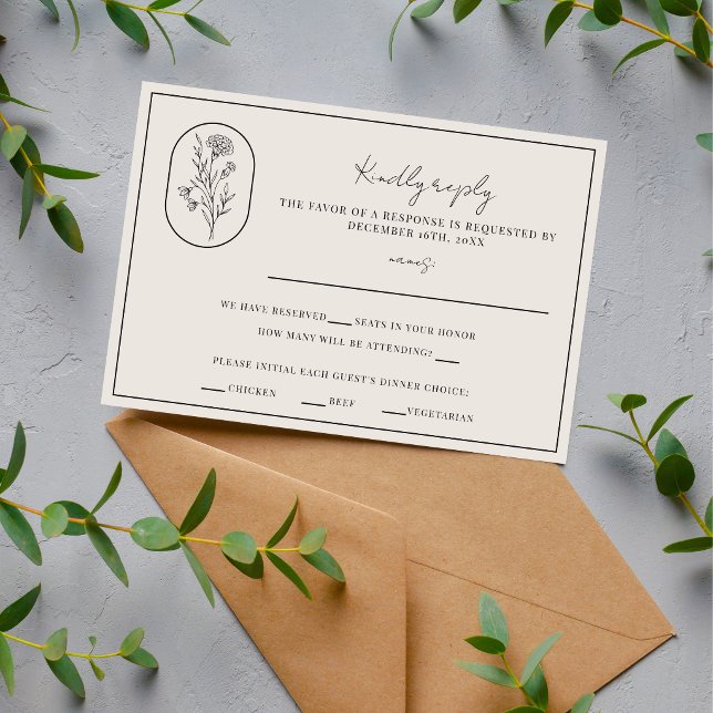Month Flower | January | Fully Customise Wedding RSVP Card (Creator Uploaded)