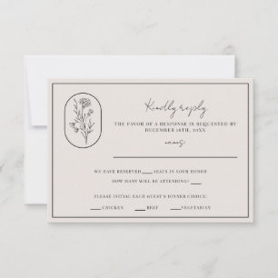 Month Flower   January   Fully Customize Wedding RSVP Card