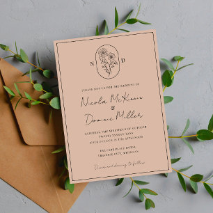 Month Flower October Fully Customise Wedding Invitation