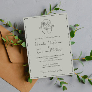 Month Flower September Fully Customise Wedding Invitation