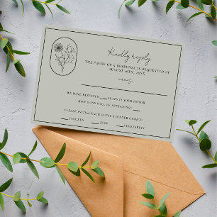 Month Flower September Fully Customise Wedding RSVP Card