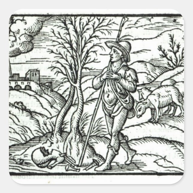 Month of January from a Shepherds calendar Square Sticker (Front)