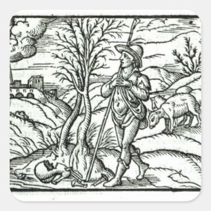 Month of January from a Shepherds calendar Square Sticker