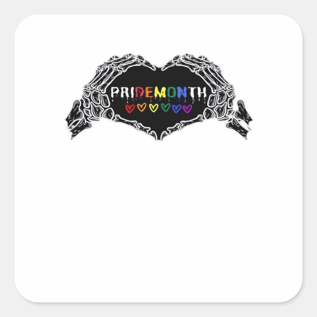 Month Skeleton Heart Hands LGBTQIA Creative Style Square Sticker (Front)