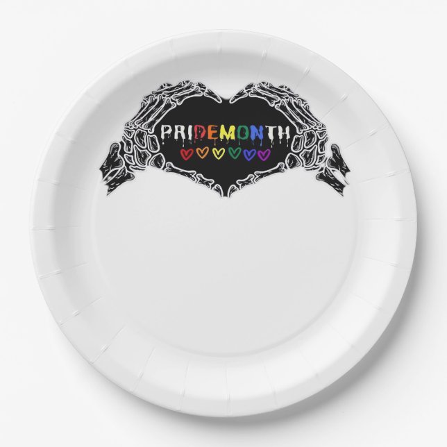 Month Skeleton Heart Hands LGBTQIA  Paper Plate (Front)