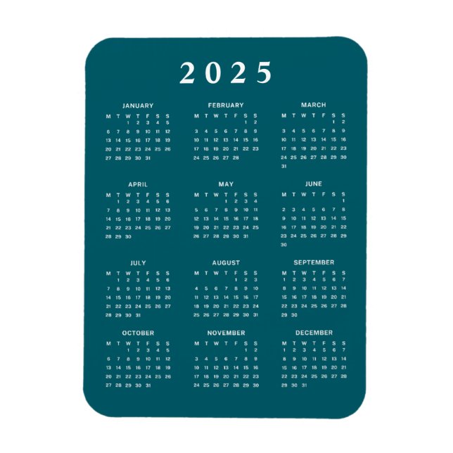 Monthly 2025 Calendar Magnet (Vertical)
