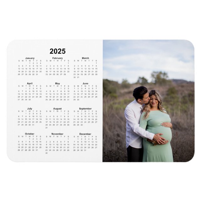Monthly 2025 Calendar Magnet with Photo (Horizontal)
