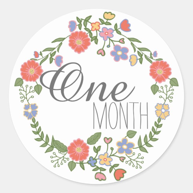 Monthly baby milestone scrapbooking album month classic round sticker (Front)